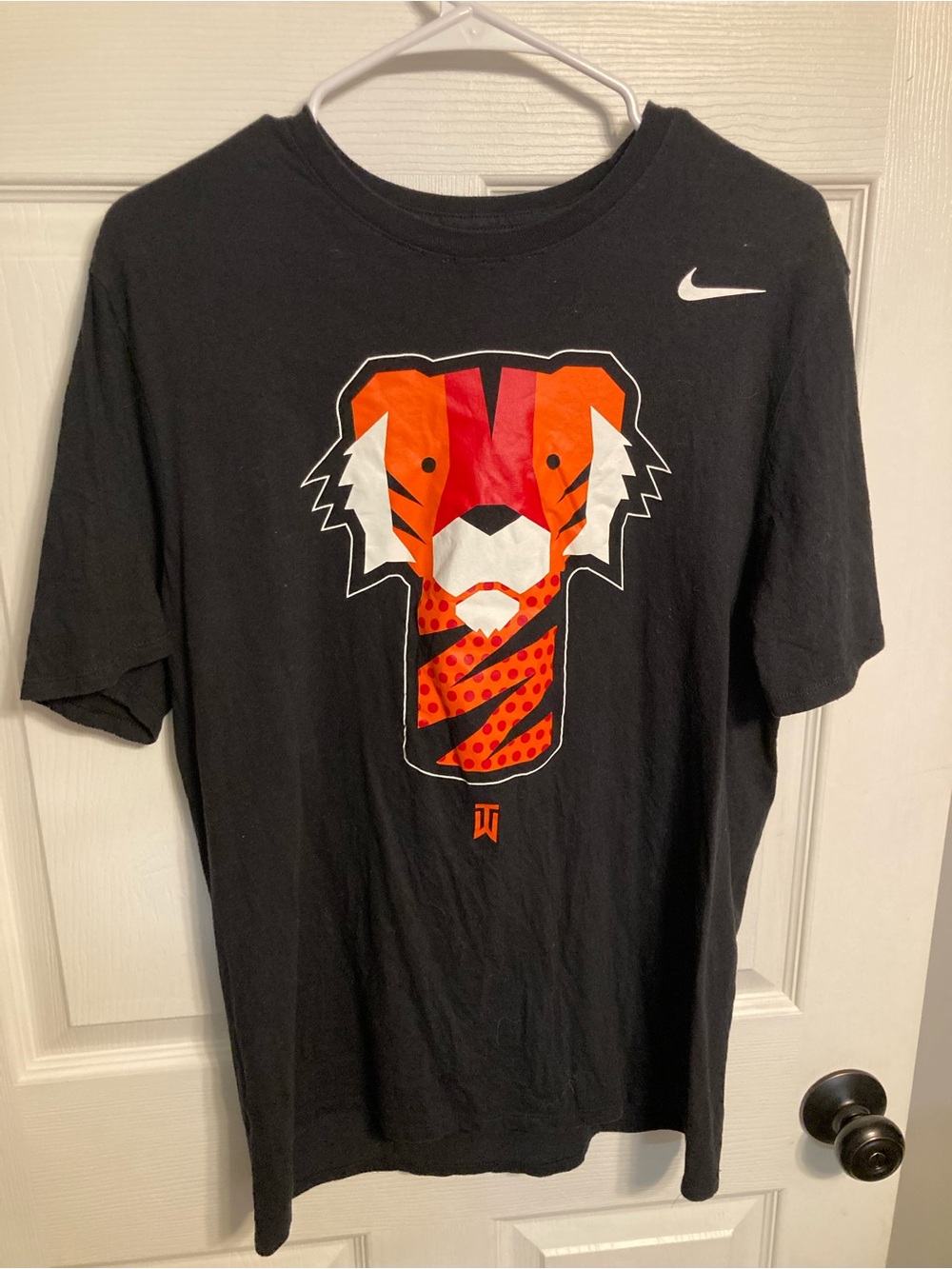 Nike Black Short-Sleeve Tee with Orange and Red Tiger Graphic